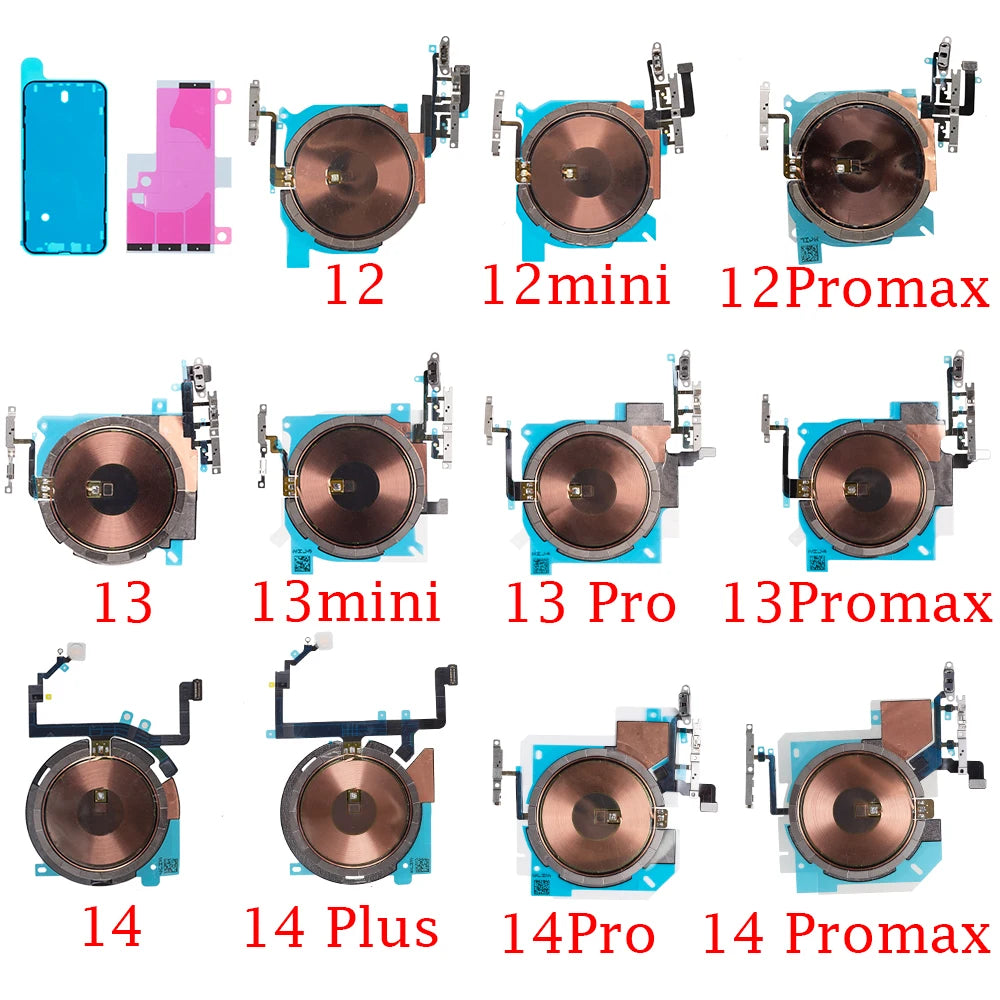 1set Wireless Charging Chip NFC Coil with Volume for IPhone 12 13 14 Mini Pro Max Plus Charger Panel Sticker Flex Cable iPhone phone repair parts