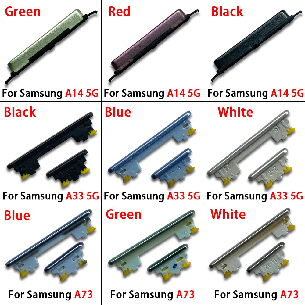 50Pcs,  New For Samsung A22 A32 A52 A72 A13 A23 A33 A53 A73 A14 A24 A34 A54 4G 5G Power Button Volume Side Button Key Samsung phone repair parts