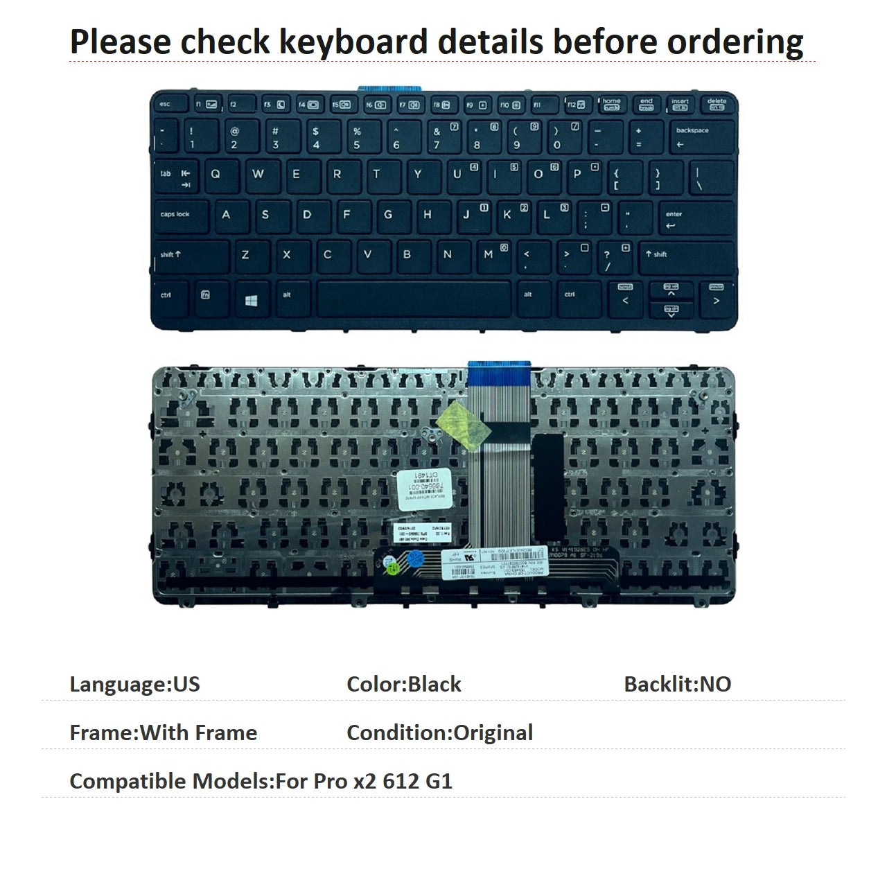 New US Turkish Language  Backlit Keyboard For HP Pro x2 612 G1 Notebook PC Replacement Keyboard NSK-CR3BV 755497-141 766641-141  HP laptop repair parts