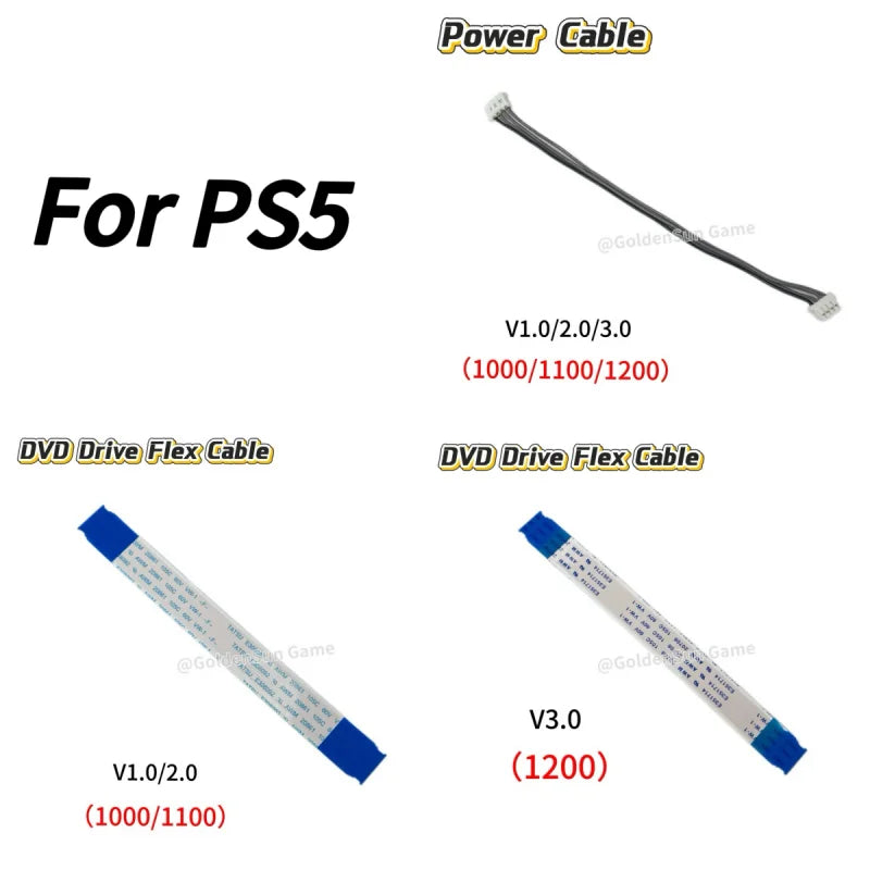 30pcs/lot for PS5 Game Console V1.0 2.0 3.0 DVD Drive Laser Lens Flex Cable for Ps5 1000/1100/1200 Power Connection Cable Repair Game console repair parts