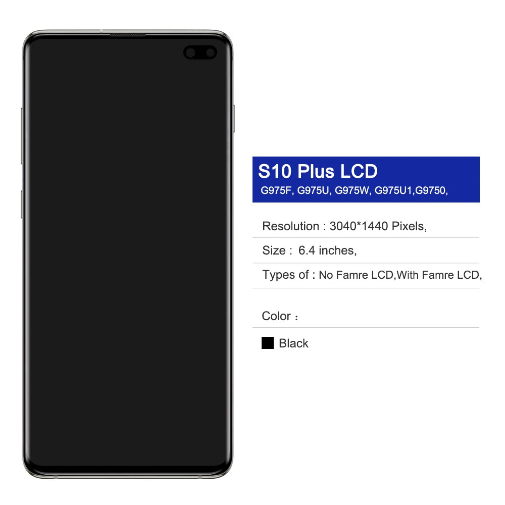 Premium Amoled For Samsung Galaxy S10+ LCD Touch Screen Replacement For Samsung Galaxy S10 Plus Display SM-G975 100% Tested Samsung phone repair parts