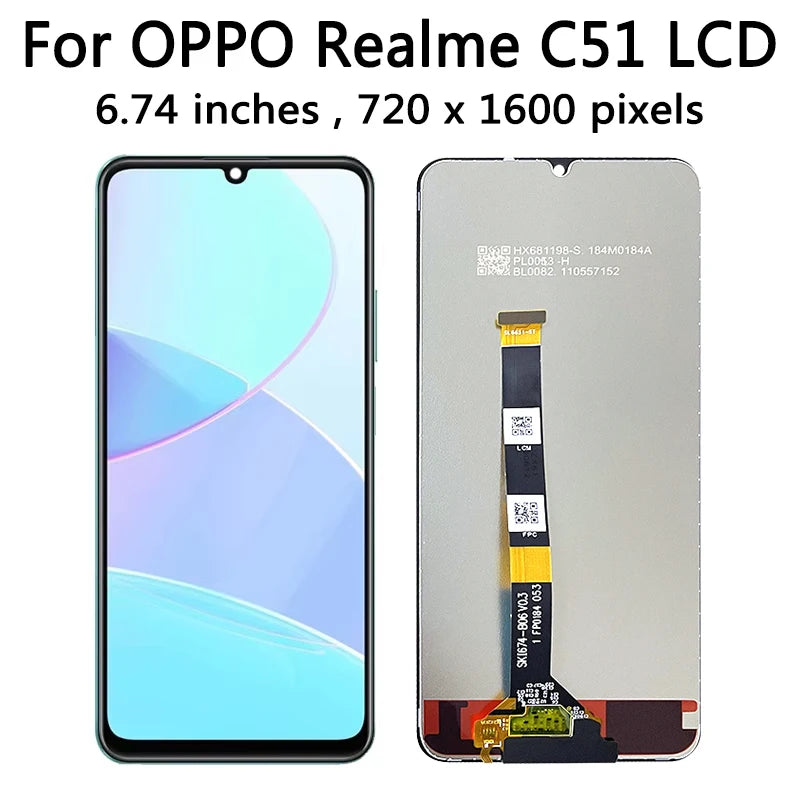 RMX3830 Display Screen With Frame For Oppo Realme C51 LCD Display Touch Screen Digitizer Assembly  Replacement Oppo phone repair parts Realme phone repair parts