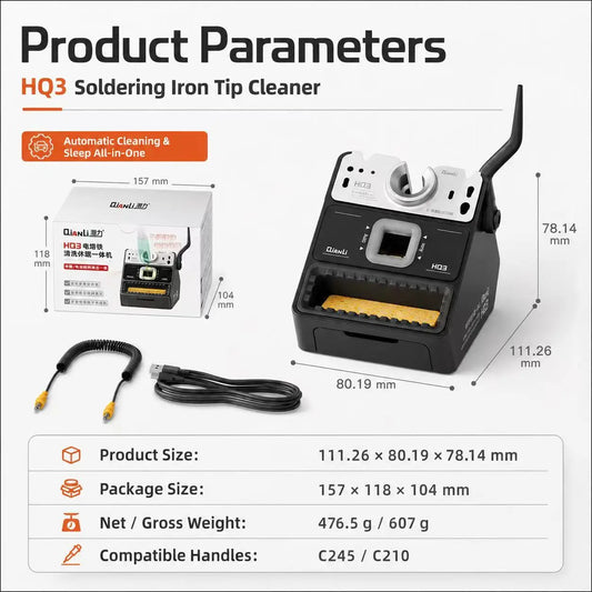 QianLi HQ3 Electric Soldering Iron Tip Cleaner & Sleep Station Auto Sensor Cleaning for C210 C245 Handles Repair Tool Professional Repair Tools