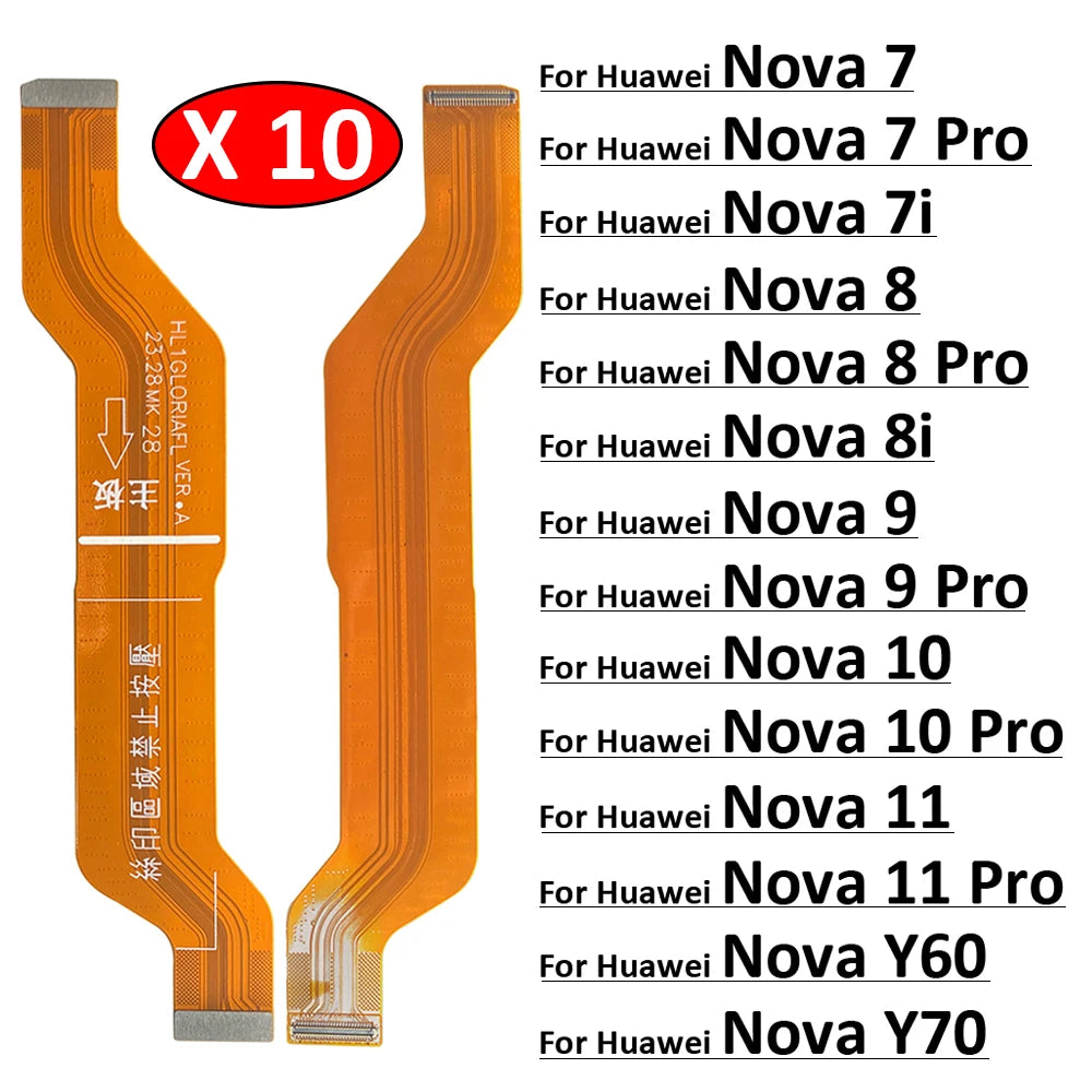 10Pcs, For Huawei Nova 7 7i 8 8i 9 Se 10 11 Pro Y60 Y70 4G 5G Main Motherboard Flex Cable Replacement Parts Huawei phone repair parts