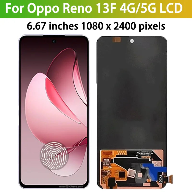 6.67"Super AMOLED For Oppo Reno13 F Reno 13F 4G LCD Display Touch Screen Digitizer CPH2701 CPH2699 Display Parts Oppo phone repair parts Realme phone repair parts