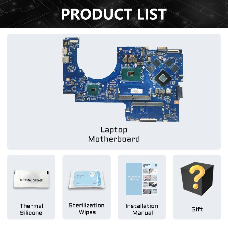 100% Fully Tested G37D DAG37DMBAD0 Mainboard For HP Pavilion 17-AB 17-W Motherboard i5-7300HQ GTX1050 i7-7700HQ CP 915550-001 915550-601 915468-601 HP Laptop repair parts