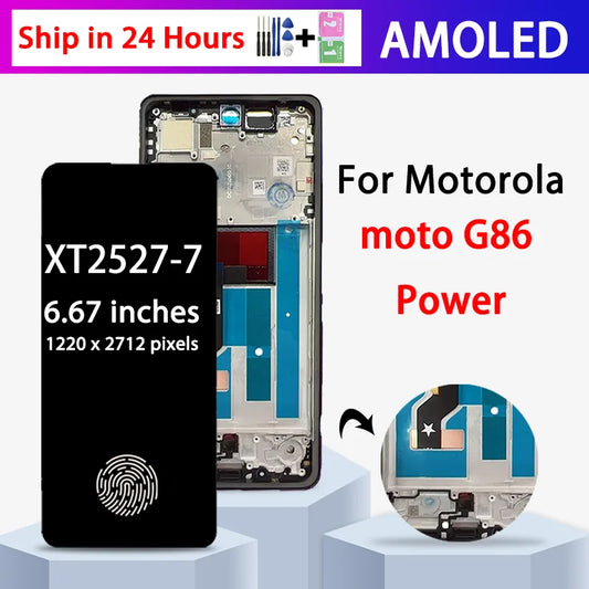 6.67"New For Motorola Moto G86 Power Display LCD Screen Touch Digitizer Assembly For Moto XT2527-7 LCD With Fingerprint Motorola phone repair parts