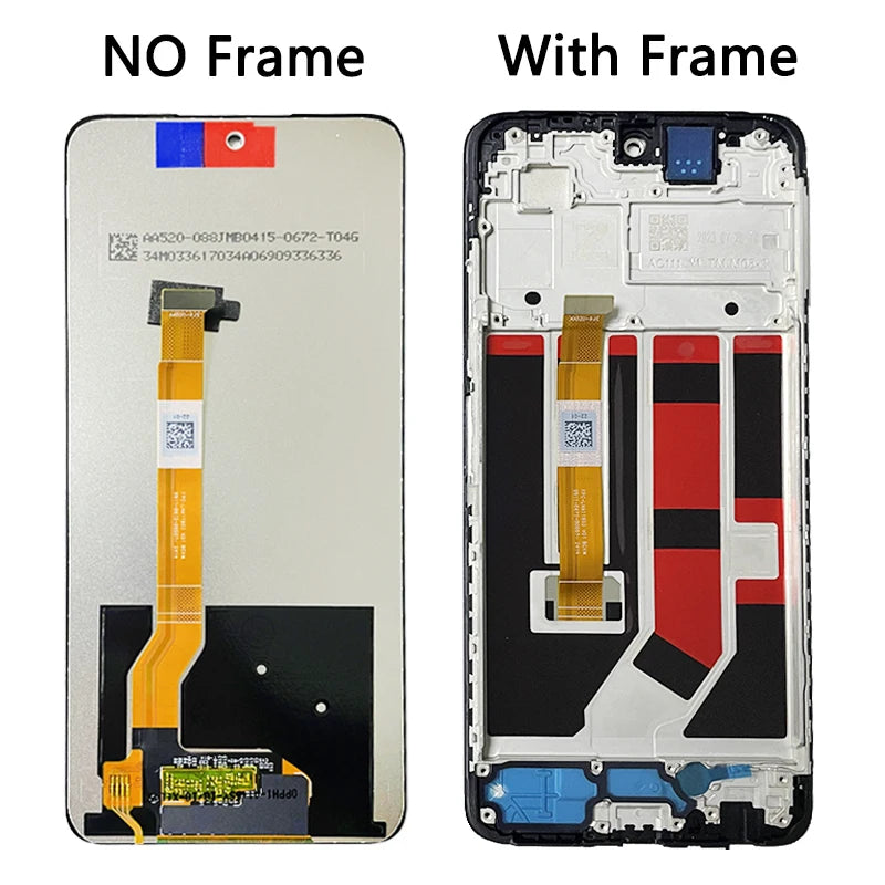 .72'' IPS LCD For Oppo A58 Screen With Frame For Oppo A58 4G LCD CPH2577 Display Screen Touch Panel Digitizer Replacement Oppo phone repair parts Realme phone repair parts