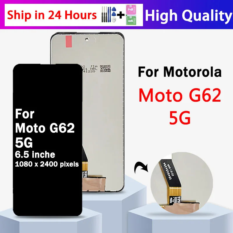 6.5" New For Motorola Moto G62 5G LCD XT2223-1 Display + Touch Screen Sensor Digiziter Assembly Replacement For Moto G62 Display Motorola phone repair parts