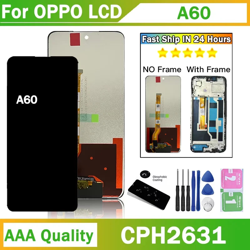 6.67“IPS LCD For Oppo A60 5G CPH2683 LCD Display Touch Screen Digitizer Panel Assembly A60 4G CPH2631 Display Replacement Oppo phone repair parts Realme phone repair parts