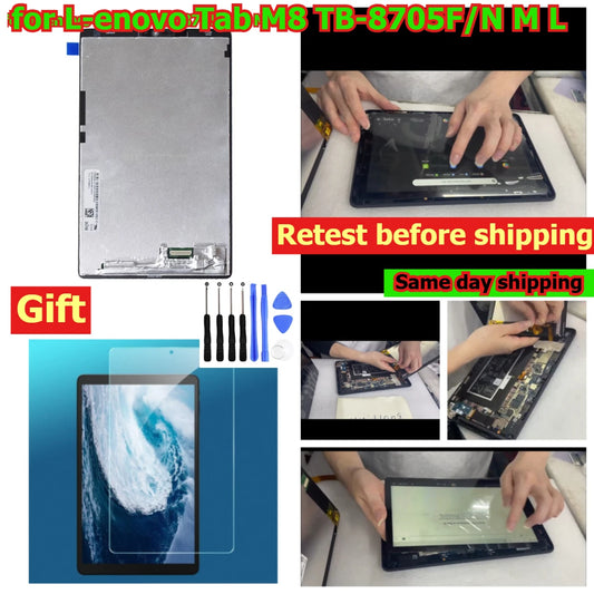 Free gift 100% Tested Tab touch display lcd screen assembly for Lenovo Tab M8 TB-8705F/N M L Touch Screen Digitizer panel LCD Lenovo tablet repair parts