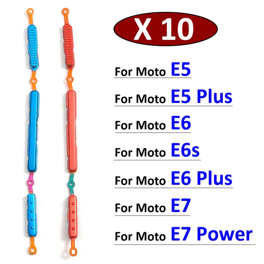 10Pcs, New For Motorola Moto E5 E6 E6s Plus E7 Power SIde Volume Button + Power ON / OFF Buttton Key Set Replacement Parts Motorola phone repair parts