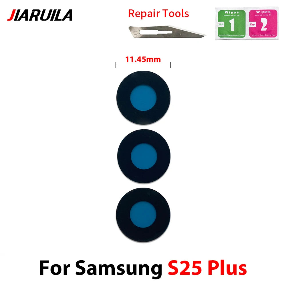 New Rear Camera Glass Lens Cover With Frame Holder with Sticker For Samsung S25 Plus S25 Ultra Replacement Parts Samsung phone repair parts