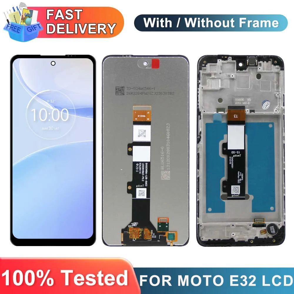 6.5" LCD Screen for Motorola Moto E32 Lcd Display Touch Screen Digitizer Assembly with Frame for Motorola Moto E32 Replacement Motorola phone repair parts