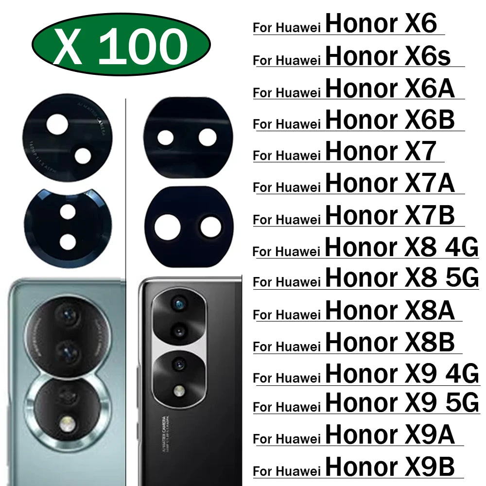 100Pcs, Back Rear Camera Glass Lens With Adhesive For Huawei Honor X5 X6 X6s X6A X6B X7 X7A X7B X8 X8A X8B X9 X9A X9B 4G 5G Huawei phone repair parts