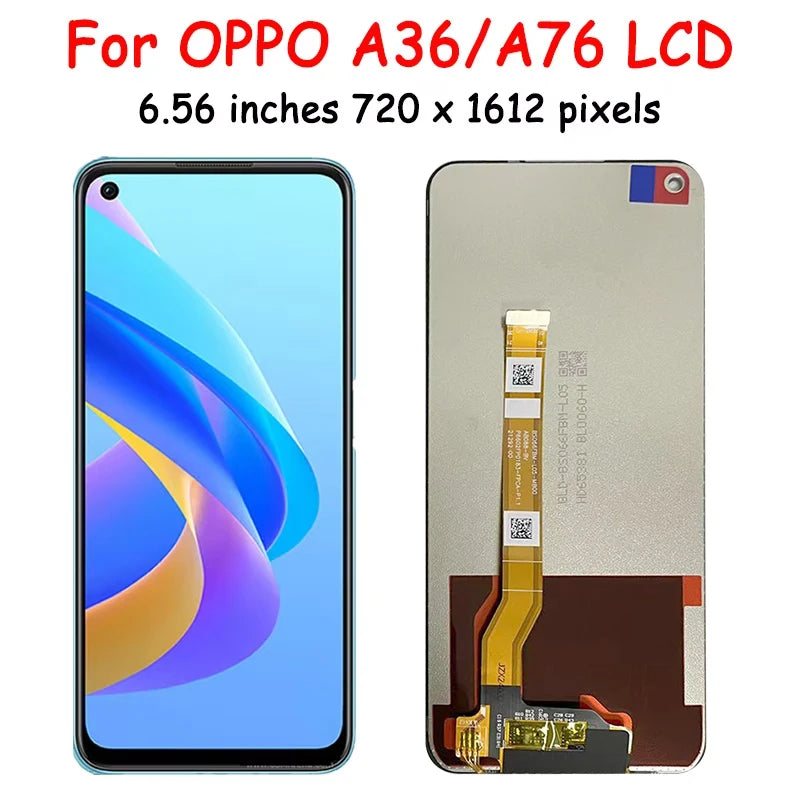 6.56"Tested Display For Oppo A36 LCD PESM10 Touch Screen Digitizer Assembly For Oppo A76 LCD CPH2375 Screen Replacement Part Oppo phone repair parts Realme phone repair parts