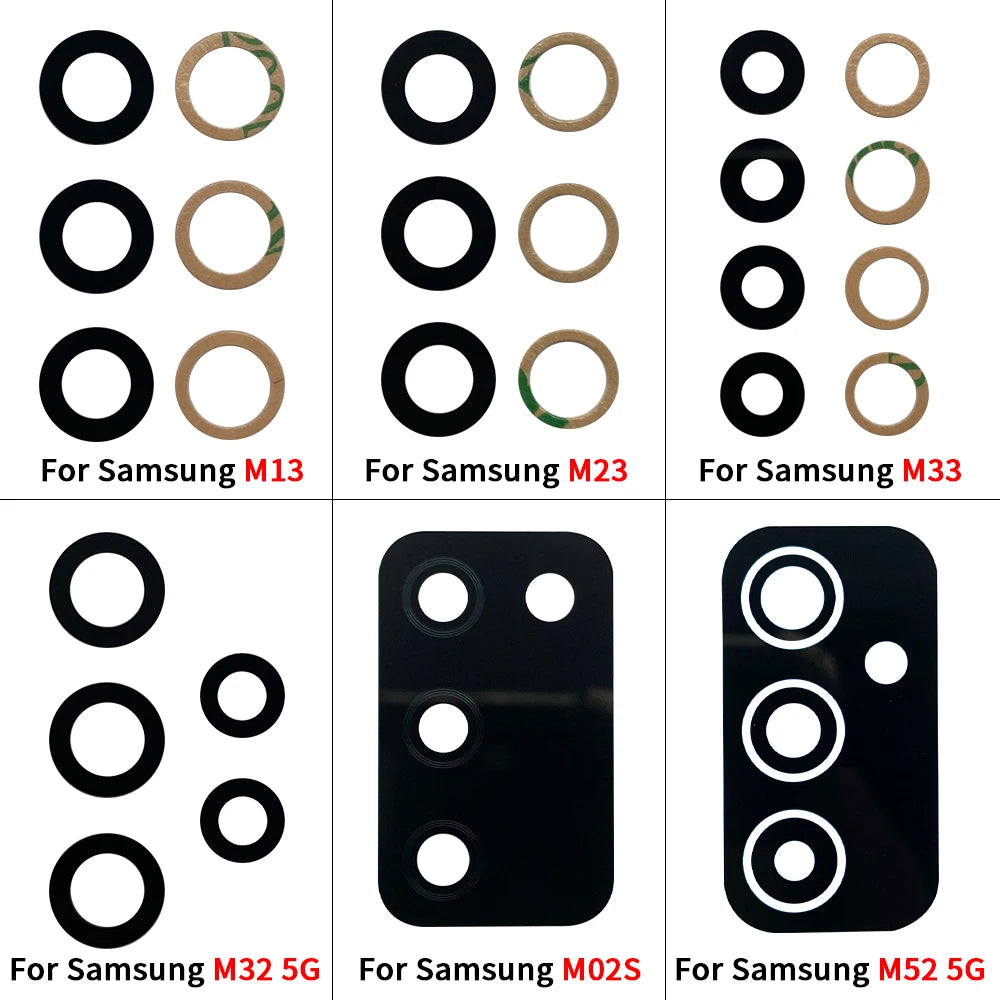 10Pcs, Rear Back Camera Glass Lens With Adhesive Sticker For Samsung M02 M02s M11 M12 M13 M14 M23 M32 M42 M52 M33 M53 M54 4G 5G Samsung phone repair parts