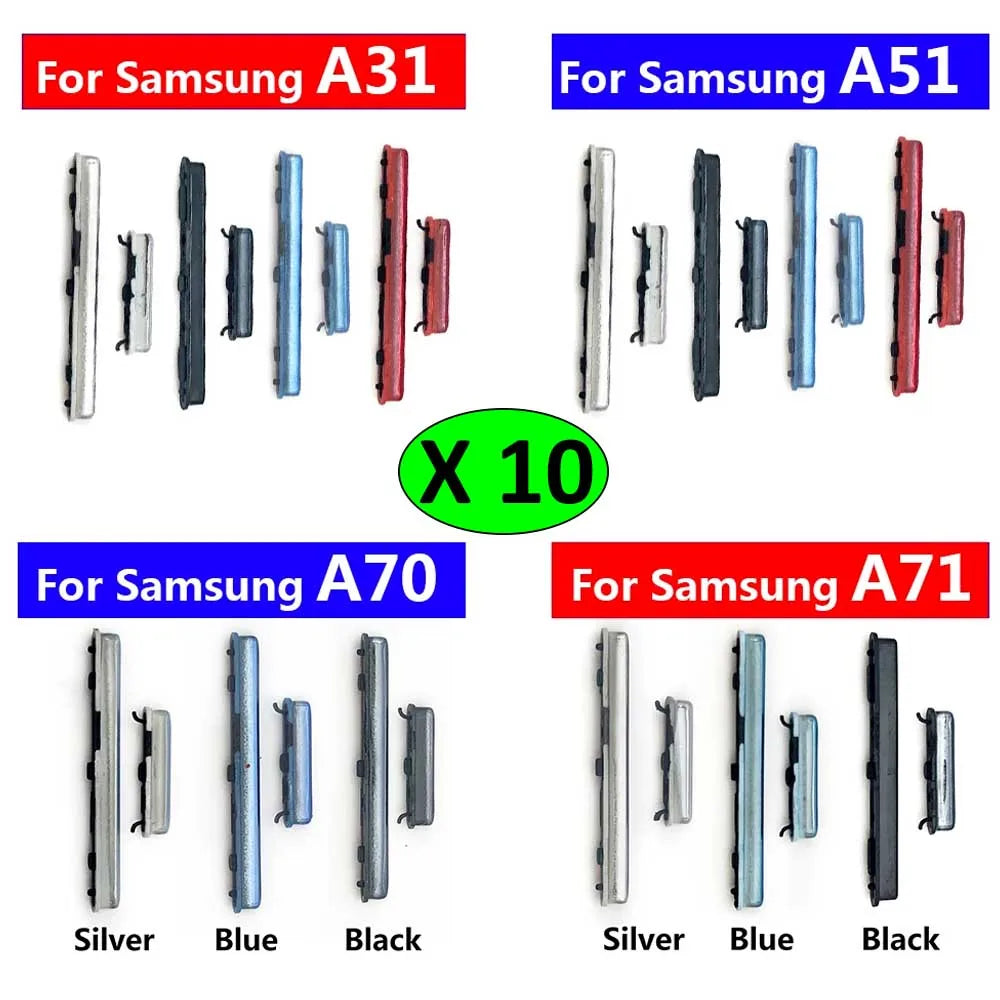 10Pcs/Lot, SIde Volume Button Power ON / OFF Buttton Key Set For Samsung A31 A315F A51 A515F A70 A705F A71 A71 Replacement Part Samsung phone repair parts