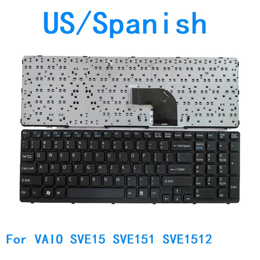 New US Spanish Language  Keyboard For Sony VAIO SVE15 SVE151 SVE1512 Notebook PC Replacement Keyboard SONY laptop repair parts
