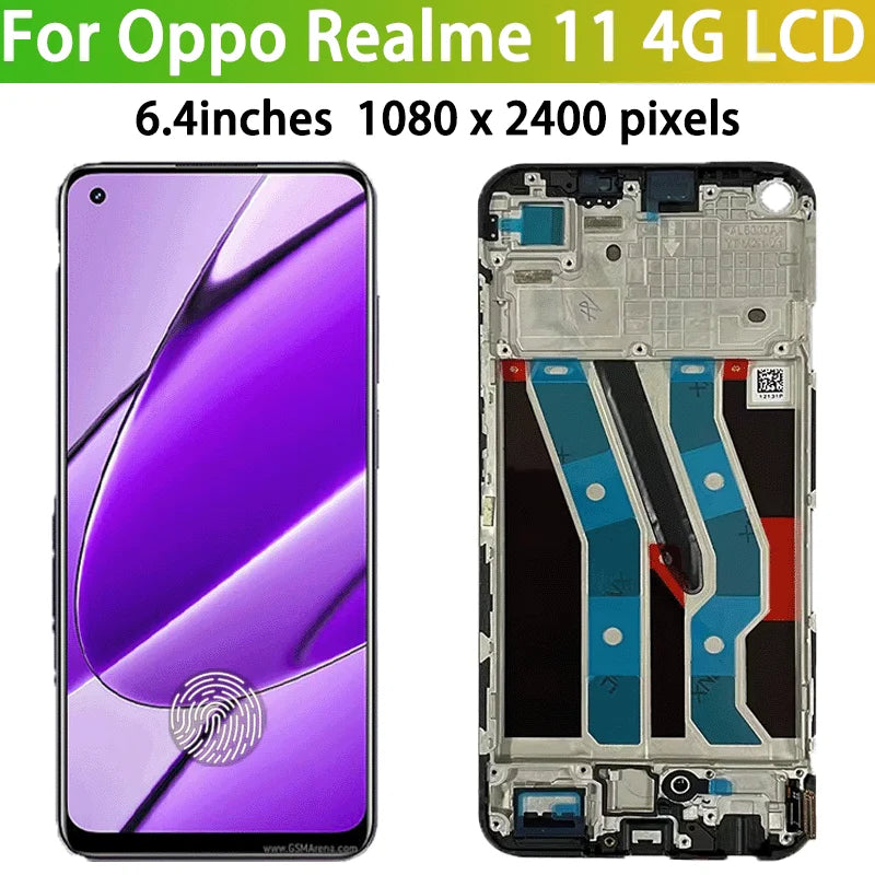 6.4'' 100% Tested For Realme 11 4G LCD RMX3636 Display Touch Screen With Frame For Realme11 4G Display Replacement Oppo phone repair parts Realme phone repair parts