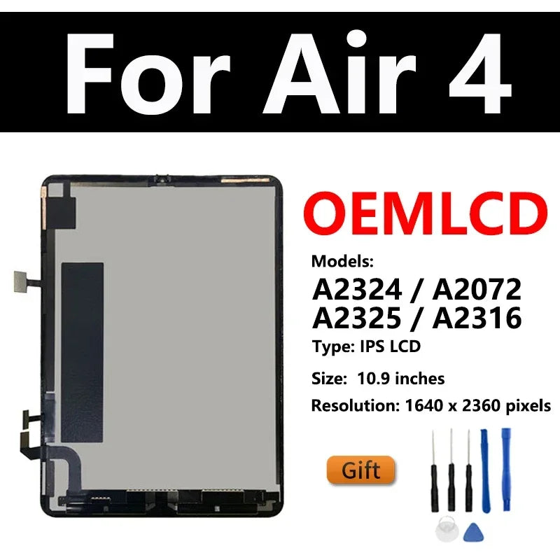 OEM LCD For Apple iPad Air 1 2 3 4 5 2019 2020 2022 A2324 A2123 A2591 A2072 A2152 Touch Screen Display Assembly Replacement  iPad repair parts