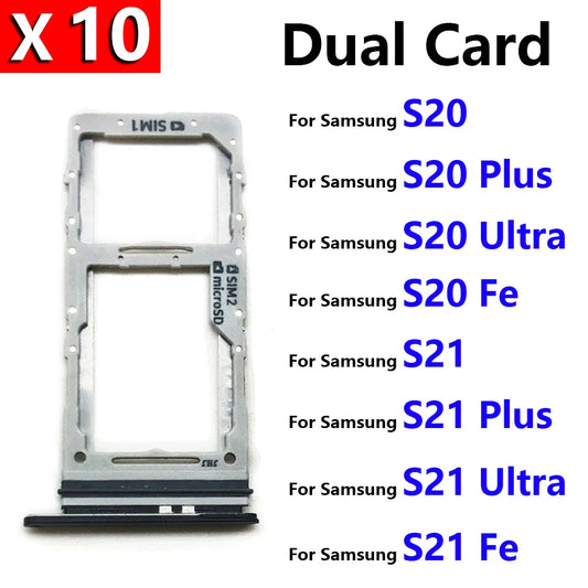 10Pcs/Lot, SIM Card Tray Slot Holder Adapter Accessories For Samsung S21 S20 Plus Ultra Fe Replacement Parts Samsung phone repair parts