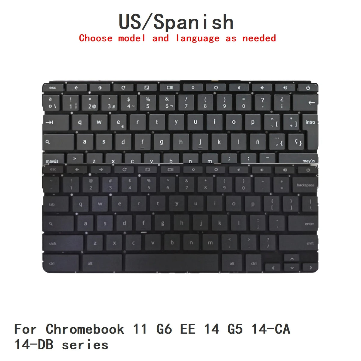 New US Spanish Language  Chromebook Keyboard For HP Chromebook 11 G6 EE 14 G5 14-CA 14-DB series Replacement Keyboard  HP laptop repair parts