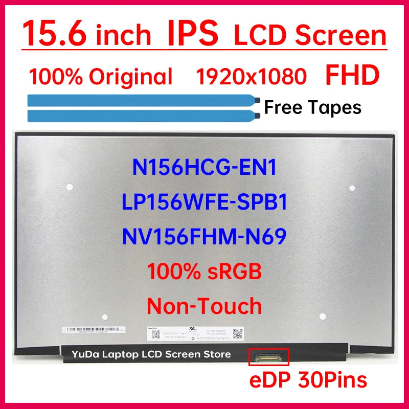 15.6" Laptop LCD Screen NV156FHM-N69 N156HCG-EN1 LP156WFE-SPB1 Display Matrix Panel Replacement 1920x1080 eDP 30 Pins Non-Touch Laptop screen replacement