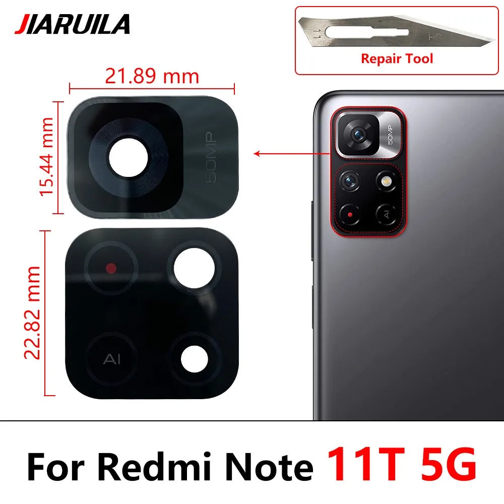 2Pcs/Lot，Rear Back Camera Glass Lens For Xiaomi Redmi Note 10 10s Pro 11 Pro 11T 11s 11E 4G 5G With Adhesive Sticker Xiaomi  Xiao mi phone repair parts