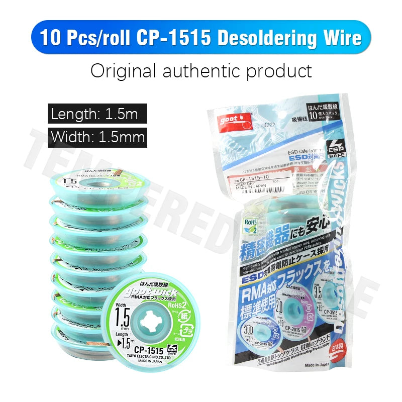 GOOT High Quality Desoldering Wick With Braided Copper Wire CP2015 1515 3015 3515 2515 BGA Solder Paste Remover repair tools Kit Professional Repair Tools