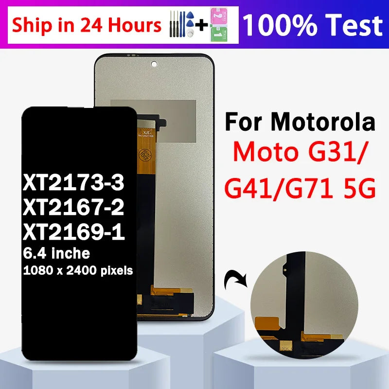 Test 6.4“For Motorola Moto G31 G41 G71 5G LCD XT2173-3 XT2167-2 XT2169-1 Display Touch Screen Assembly Repair Parts Motorola phone repair parts
