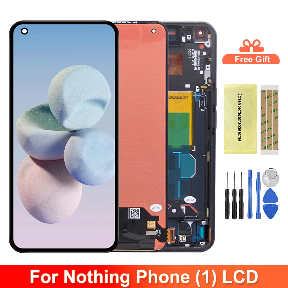 6.55'' OEM For Nothing Phone (1) A063 LCD Display Screen Frame+Touch Digitizer Repair Parts For Nothing Phone One LCD
