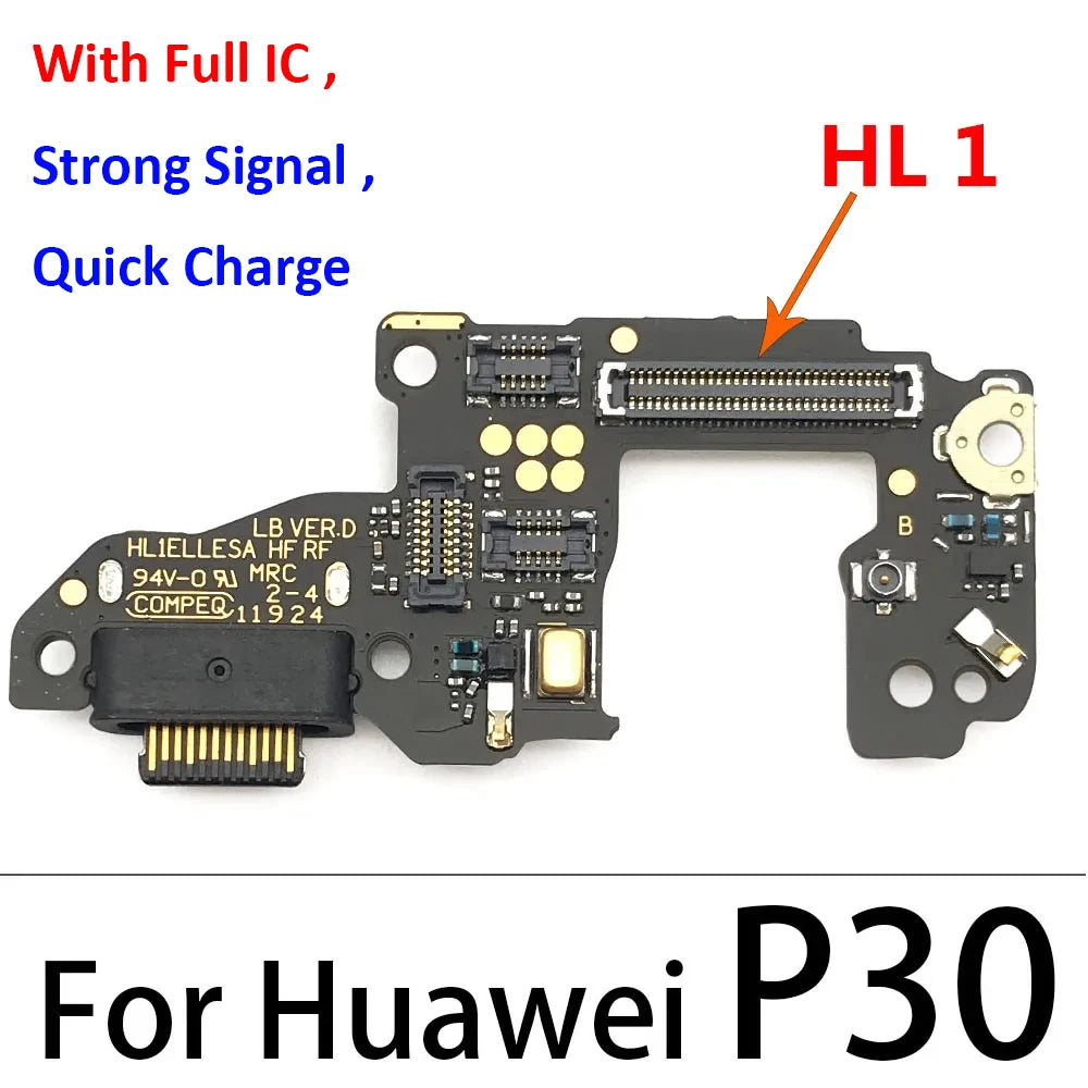 1Pcs Dock Connector Micro USB Charger Charging Port Flex Cable Microphone Board For Huawei P9 P10 P20 P30 Lite E Plus Pro Huawei phone repair parts