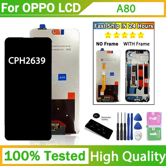 6.67" High Quality For Oppo A80 LCD Display Screen Touch Panel Digitizer Assembly CPH2639 Display With Frame Oppo phone repair parts Realme phone repair parts