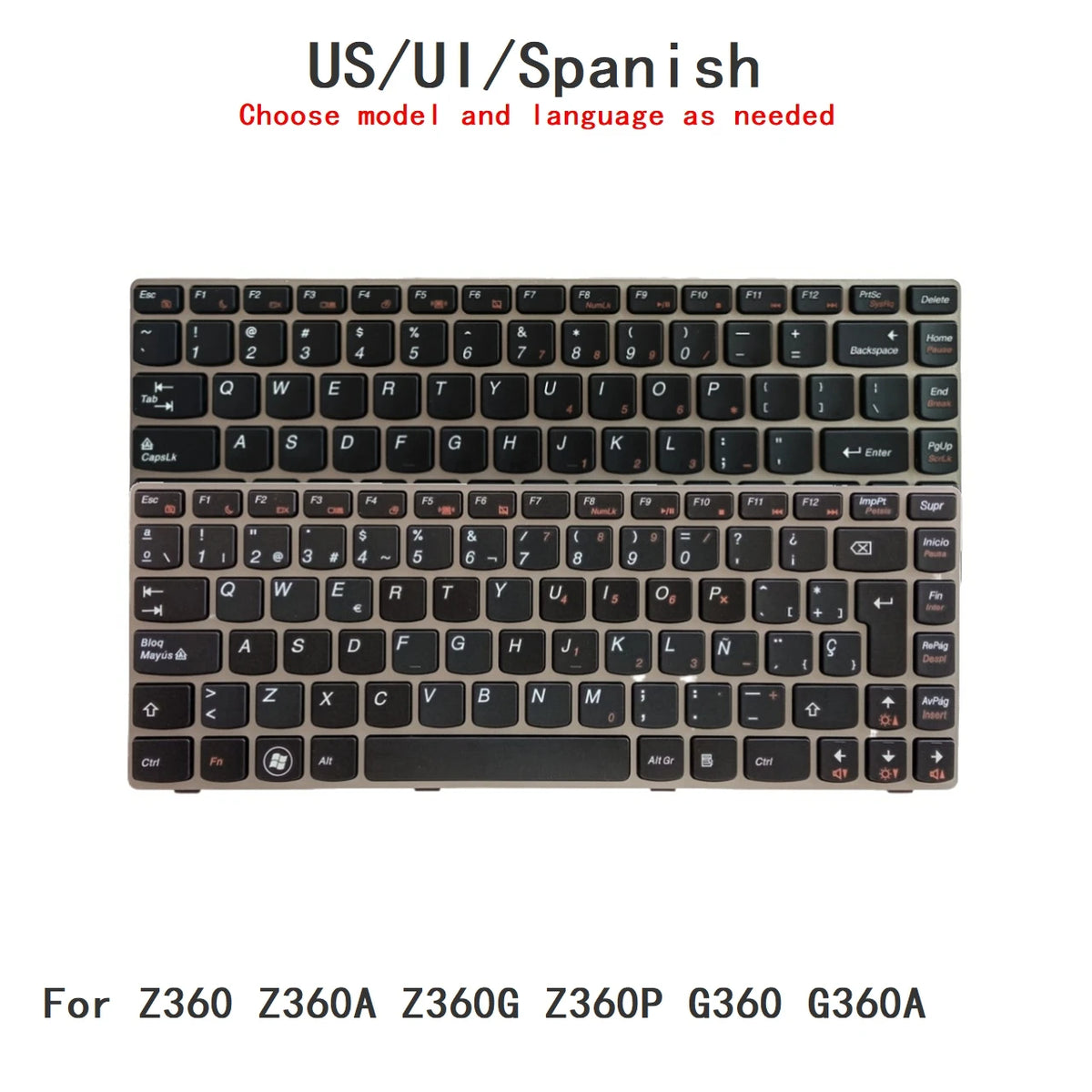 New US UI Spanish Language  Keyboard For Lenovo Z360 Z360A Z360G Z360P G360 G360A Notebook PC Replacement Keyboard Lenovo laptop repair parts
