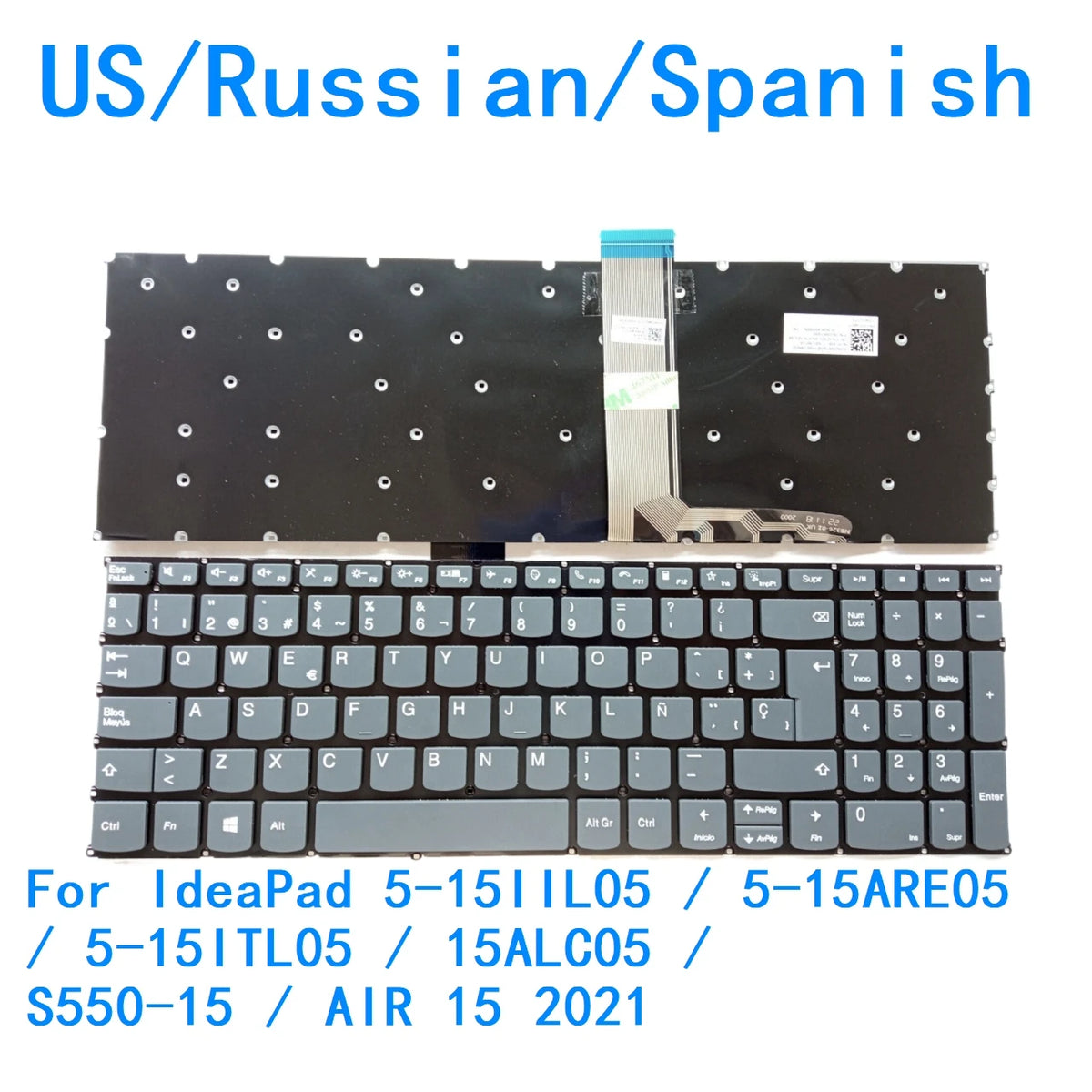 New US Russian Spanish Laptop Backlit Keyboard For Lenovo IdeaPad 5-15IIL05 5-15ARE05 5-15ITL05 15ALC05 S550-15 / AIR 15 2021 Lenovo laptop repair parts