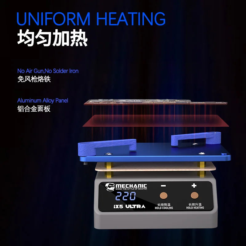 MECHANIC IX5 Ultra Preheating Station Layered Preheater Platform Thermostatic for Android/IPhoneX-16Pro Max Motherboard Repair Professional Repair Tools