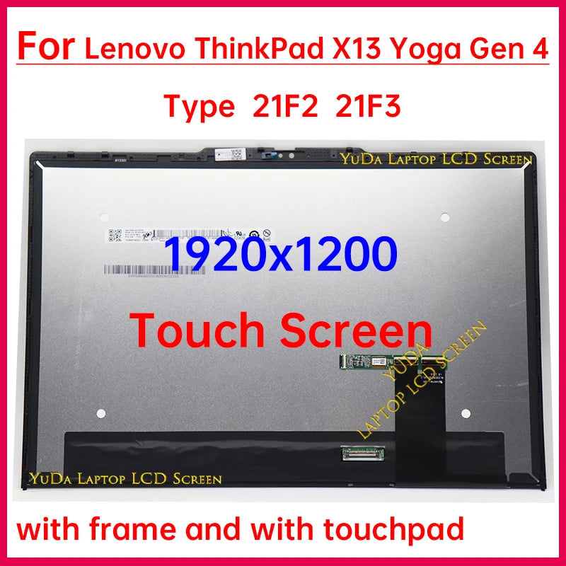 13.3 Inch Touch Screen For Lenovo ThinkPad X13 Yoga Gen 4 Type 21F2 21F3 LCD Display Digitizer + With Frame Assembly Replacement Lenovo laptop repair parts