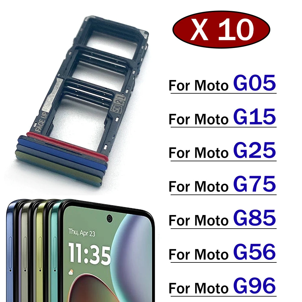 10Pcs/Lot, SIM Card Tray Slot Holder For Motorola Moto G05 G15 G25 G75 G85 G56 G96 Replacement Parts Motorola phone repair parts