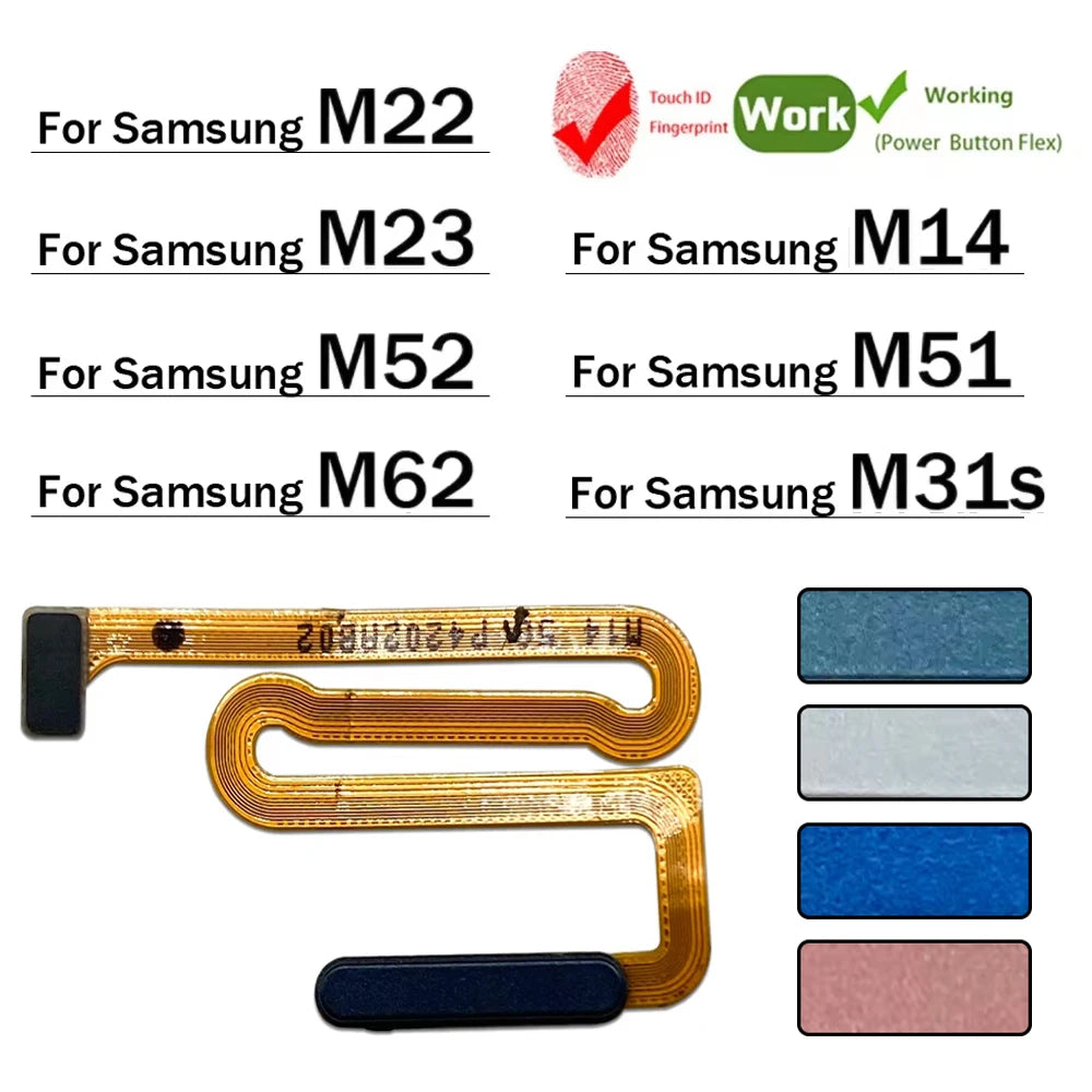Home Button FingerPrint Touch ID Sensor Flex Cable For Samsung M22 M52 M62 M23 M14 M51 M31s 4G 5G Replacement Parts Samsung phone repair parts