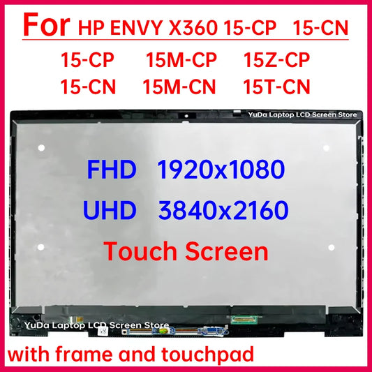15.6" Laptop LCD Touch Screen For HP ENVY x360 15-cp 15-cn 15Z-CP 15M-CP 15T-CN 15M-CN Display Digitizer Assembly Replacement HP laptop repair parts