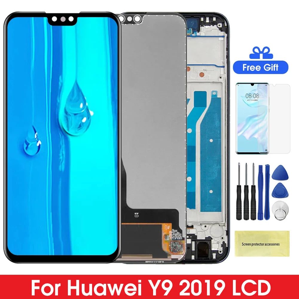 6.5" Screen Assembly for Huawei Y9 2019 JKM-LX1 LX2 LX3 Lcd Display Digital Touch Screen with Frame for Huawei Y9 2019 Assembly HUAWEI phone repair parts