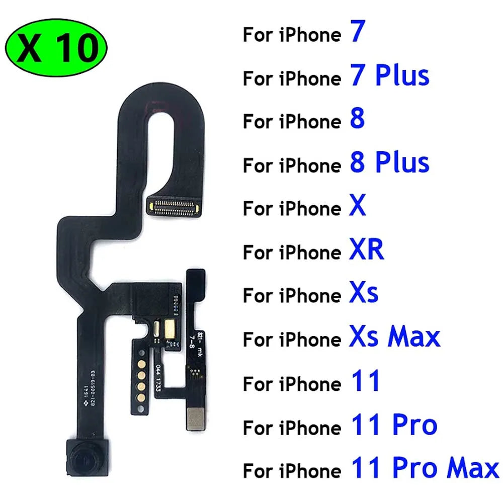 10Pcs Front Camera Flex Cable for iPhone 11 12 Pro Max 7 8 Plus Facing Small Cam Light Proximity Sensor Repair Parts iPhone phone repair parts