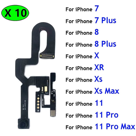 10Pcs Front Camera Flex Cable for iPhone 11 12 Pro Max 7 8 Plus Facing Small Cam Light Proximity Sensor Repair Parts iPhone phone repair parts