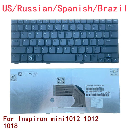 New US Russian Spanish Brazil Laptop Keyboard For Dell Inspiron mini1012 1012 1018 Notebook PC ReplacementDell laptop repair parts
