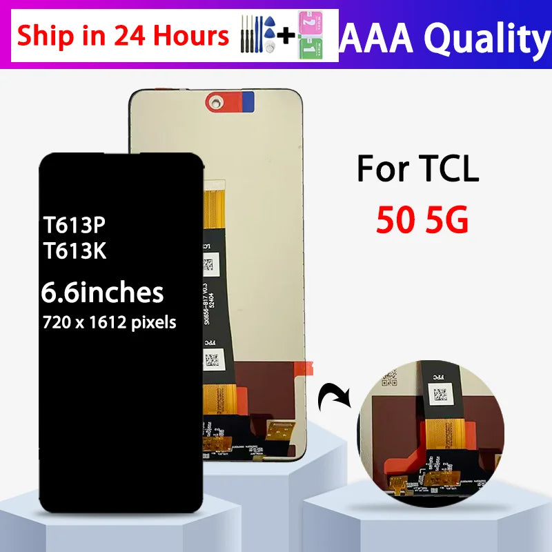 6.6" Tested For TCL 50 5G LCD T613P  Display Screen Touch Panel Digitizer For TCL 50 5G T613K LCD Replacement Repair Parts TCL phone repair parts