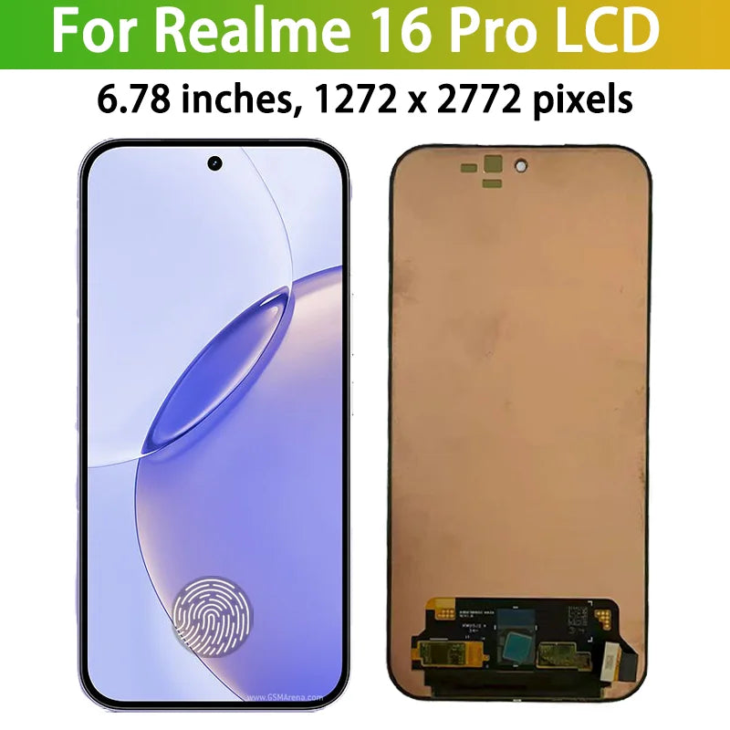 6.78'' AMOLED For Realme 16 Pro Lcd RMX5120 Display Screen Touch Digitizer For Realme16 Pro RMX5121 Display With Frame Oppo phone repair parts Realme phone repair parts