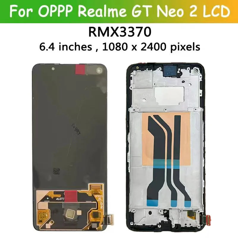 6.62"AMOLED New For Oppo Realme GT Neo2  LCD Display Touch Screen Digitizer Assembly For Realme GT Neo 2 RMX3370 LCD with Frame Oppo phone repair parts Realme phone repair parts