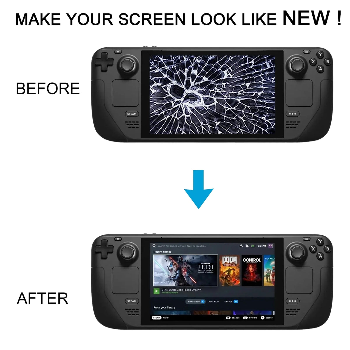 For Steam Deck LCD Screen with Digitizer Full Assembly Replacement Parts Game console repair parts