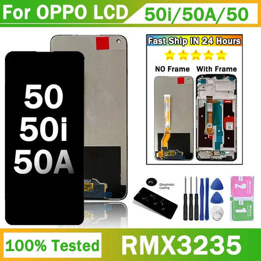 OEM For Oppo Realme Narzo 50 50i 50A LCD Display Touch Screen Digitizer Assembly RMX3286  RMX3235 RMX3430 Display With Frame Oppo phone repair parts Realme phone repair parts
